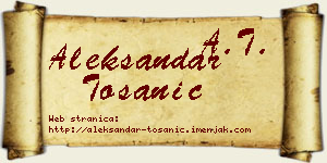 Aleksandar Tošanić vizit kartica